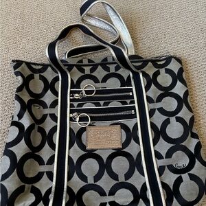 Coach Black and Cream Patterned Tote